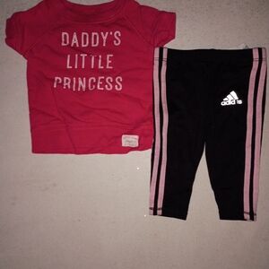‼️5 items for $8‼️ Pink Tee and Black Leggings Set